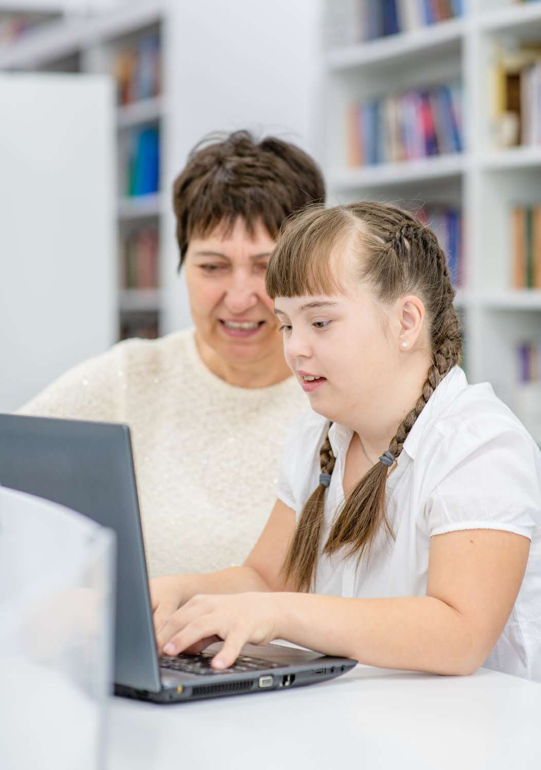 lady helping child